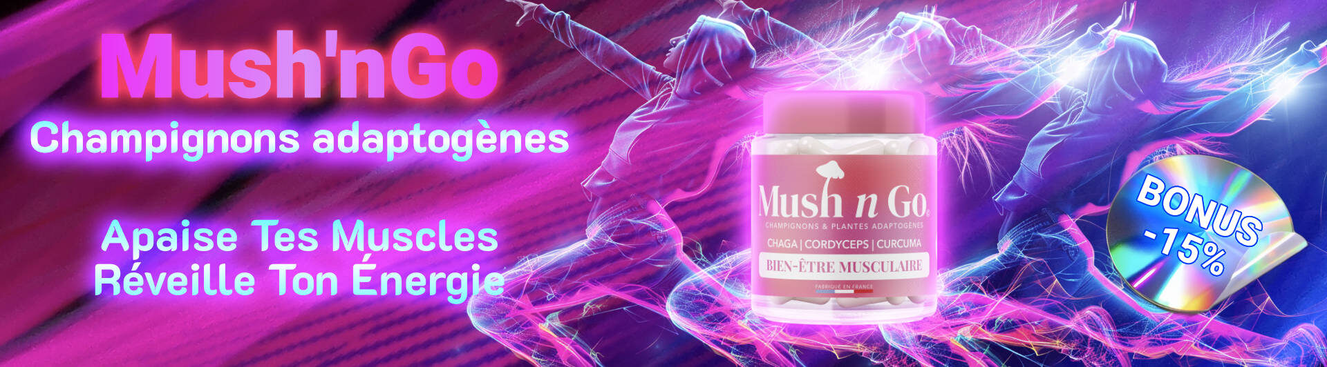 Mush'n Go Bien-être Musculaire aux champignons adaptogènes